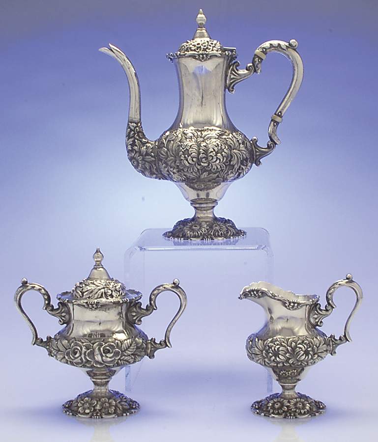 Stieff Rose (Sterling, 1892, Hollowware) 3 Piece Demi Set by Kirk Stieff-1
