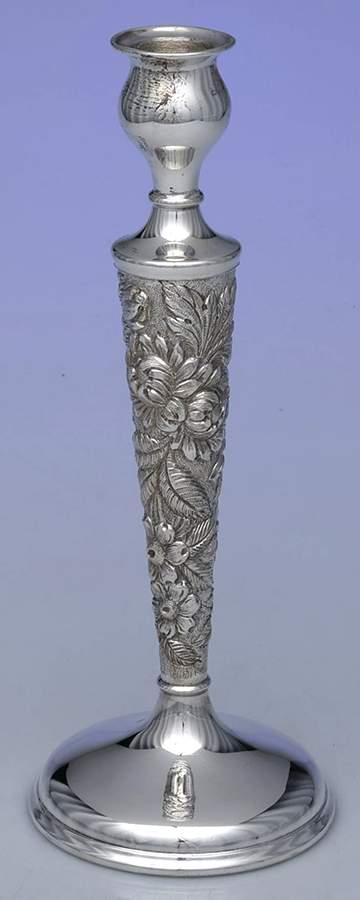 Stieff Rose (Sterling, 1892, Hollowware) 9" Weighted Candlestick by Kirk Stieff-1