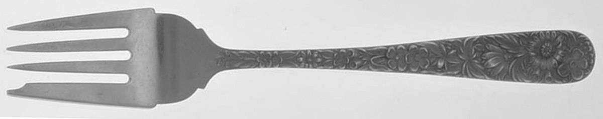 Repousse (Sterling, 1924, S.Kirk & Son, Inc.) Monogram Individual Salad Fork by Kirk Stieff-1