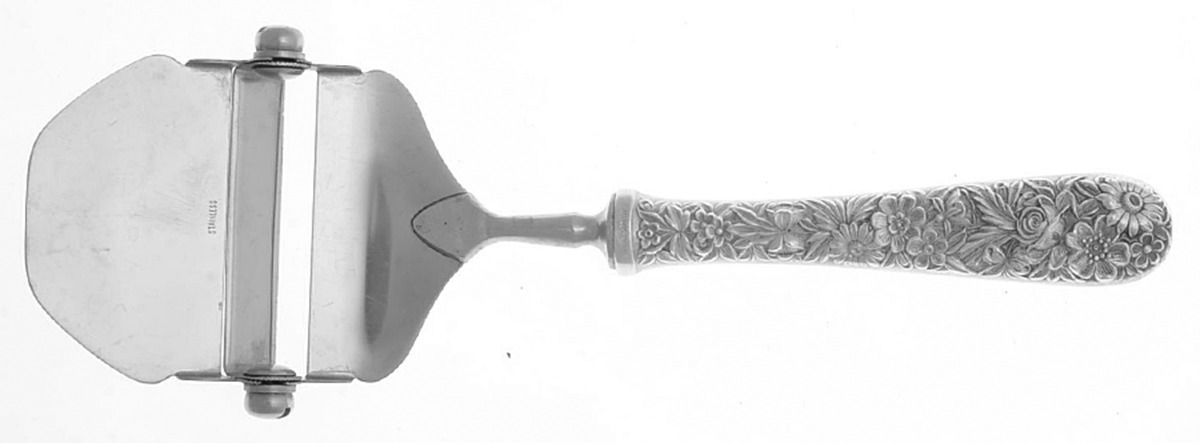 Repousse (Sterling, 1924, S.Kirk & Son, Inc.) Cheese Plane with Stainless Plane by Kirk Stieff-1