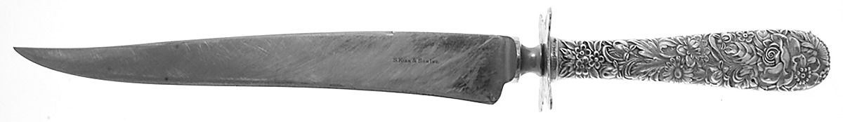 Repousse (Sterling, 1924, S.Kirk & Son, Inc.) Large Carving/Roast Knife StnlBl w/Sterling Guard by Kirk Stieff-1