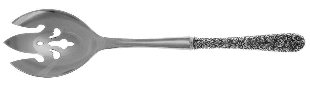 Repousse (Sterling, 1924, S.Kirk & Son, Inc.) Salad Serving Fork with Stainless Prongs HC by Kirk Stieff-1