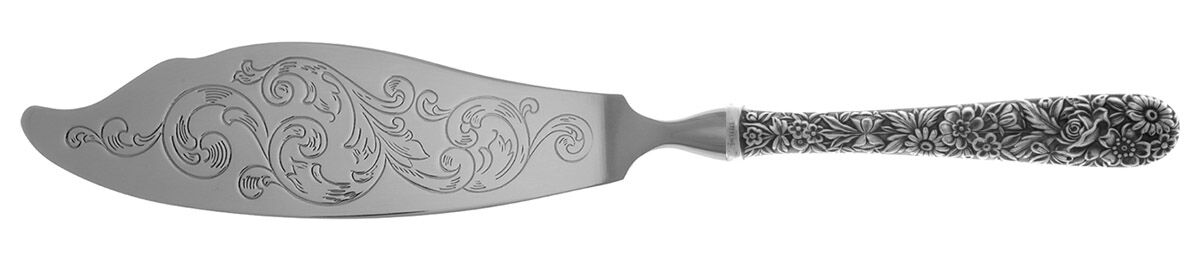 Repousse (Sterling, 1924, S.Kirk & Son, Inc.) Fish Serving Knife with Stainless Blade HC by Kirk Stieff-1