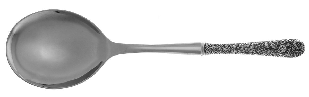 Repousse (Sterling, 1924, S.Kirk & Son, Inc.) Casserole Spoon with Smooth Stainless Bowl HC by Kirk Stieff-1