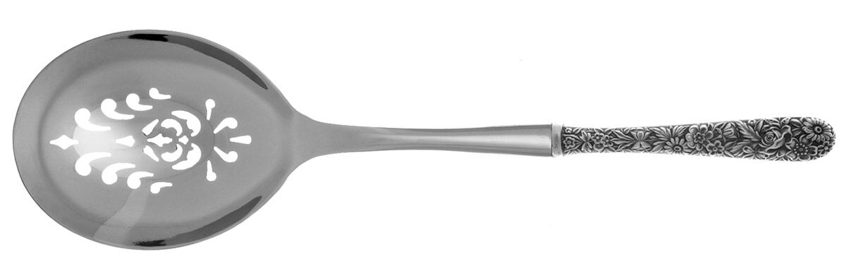 Repousse (Sterling, 1924, S.Kirk & Son, Inc.) Casserole Spoon with Pierced Stainless Bowl HC by Kirk Stieff-1