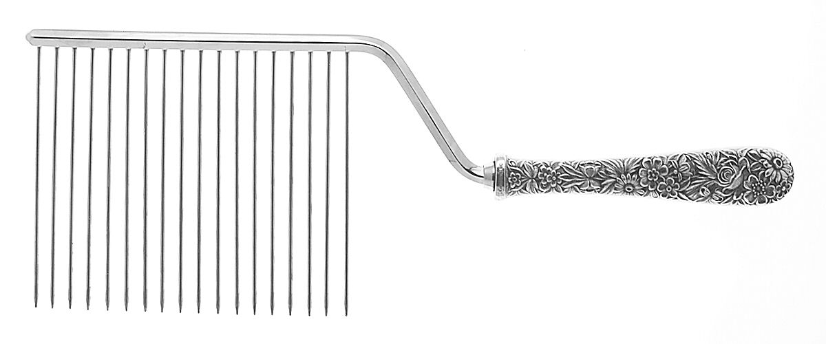Repousse (Sterling, 1924, S.Kirk & Son, Inc.) Cake Breaker with Silverplate Prongs by Kirk Stieff-1