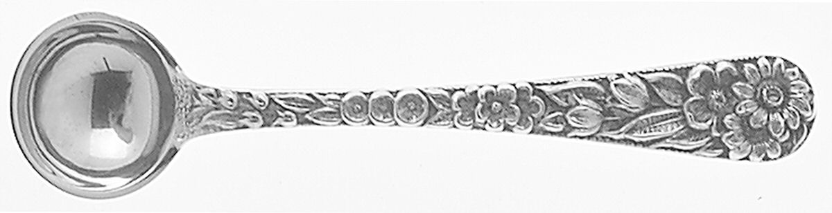 Repousse (Sterling, 1924, S.Kirk & Son, Inc.) Individual Salt Spoon by Kirk Stieff-1