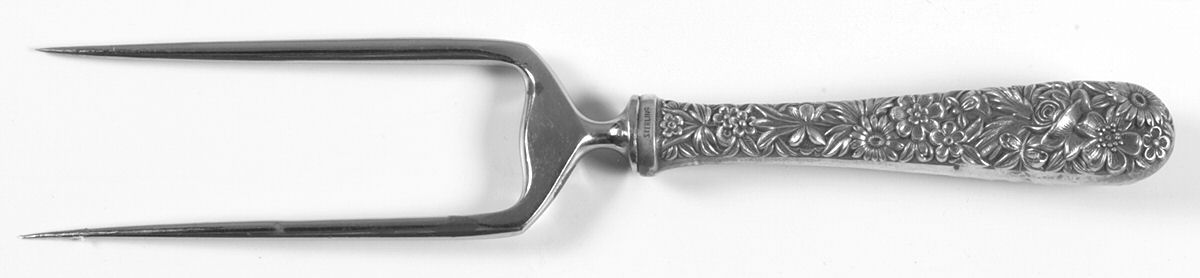 Repousse (Sterling, 1924, S.Kirk & Son, Inc.) Small Joint/Roast Holder Fork by Kirk Stieff-1