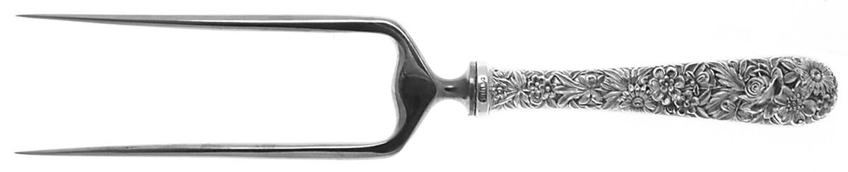 Repousse (Sterling, 1924, S.Kirk & Son, Inc.) Large Joint/Roast Holder Fork by Kirk Stieff-1