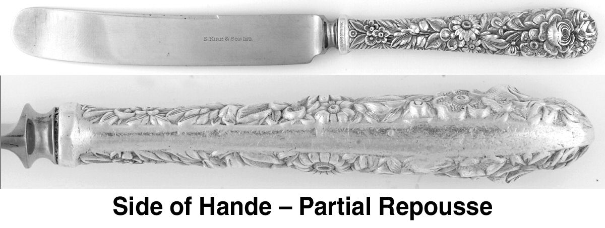 Repousse (Sterling, 1924, S.Kirk & Son, Inc.) Old French Hollow Knife with Bolster by Kirk Stieff-1