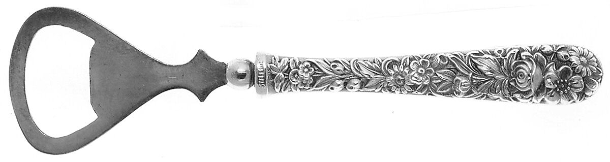 Repousse (Sterling, 1924, S.Kirk & Son, Inc.) Bottle Opener with Silverplate Bowl by Kirk Stieff-1