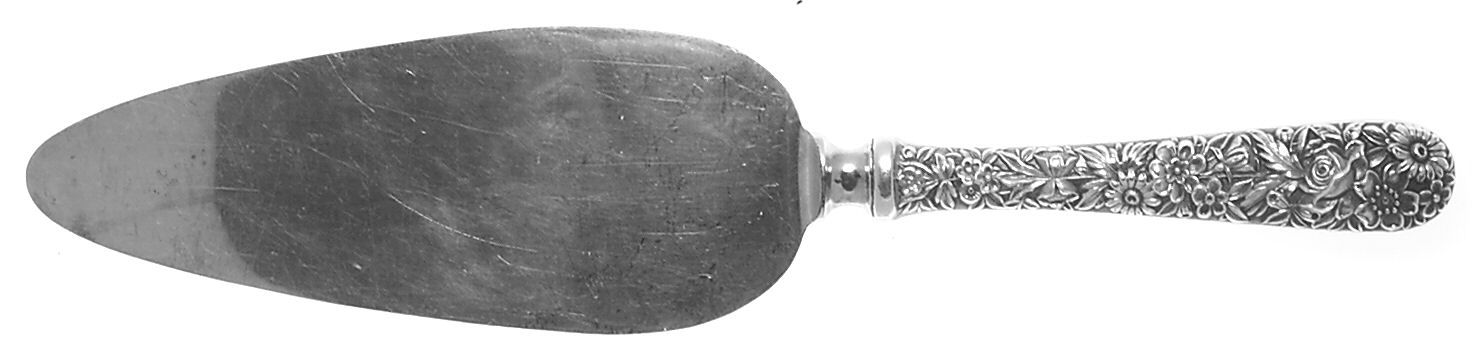 Repousse (Sterling, 1924, S.Kirk & Son, Inc.) Pie Server with Silverplate Blade by Kirk Stieff-1