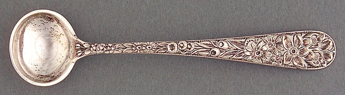 Repousse (Sterling, 1924, S.Kirk & Son, Inc.) Master Salt Spoon by Kirk Stieff-1