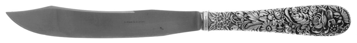 Repousse (Sterling, 1924, S.Kirk & Son, Inc.) Large Stainless Blade Roast Carving Knife by Kirk Stieff-1