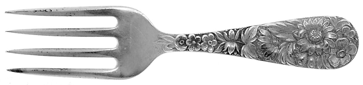 Repousse (Sterling, 1924, S.Kirk & Son, Inc.) Small Baby Fork by Kirk Stieff-1