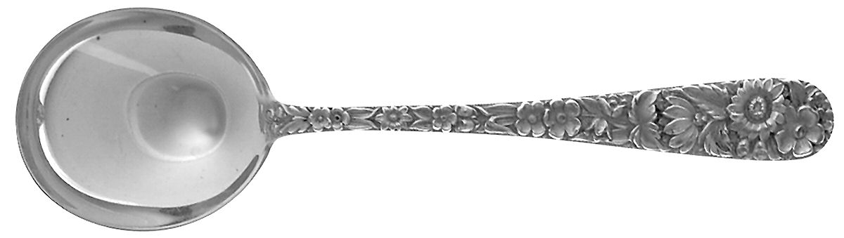 Repousse (Sterling, 1924, S.Kirk & Son, Inc.) Large Round Bowl Soup Spoon (Bouillon) by Kirk Stieff-1