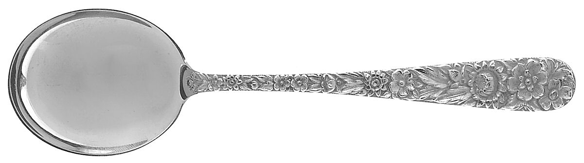 Repousse (Sterling, 1924, S.Kirk & Son, Inc.) Round Bowl Soup Spoon (Cream Soup) by Kirk Stieff-1