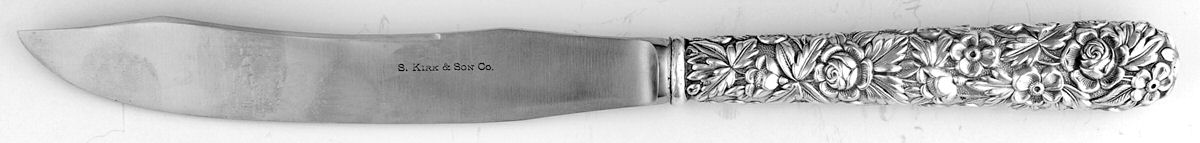 Repousse (Sterling, 1924, S.Kirk & Son, Inc.) Small Full Repousse Steak Carving Knife,Stnl Blade by Kirk Stieff-1