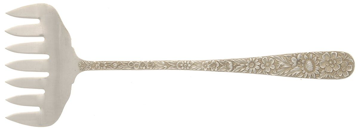 Repousse (Sterling, 1924, S.Kirk & Son, Inc.) Bacon Fork (All Solid Piece) by Kirk Stieff-1