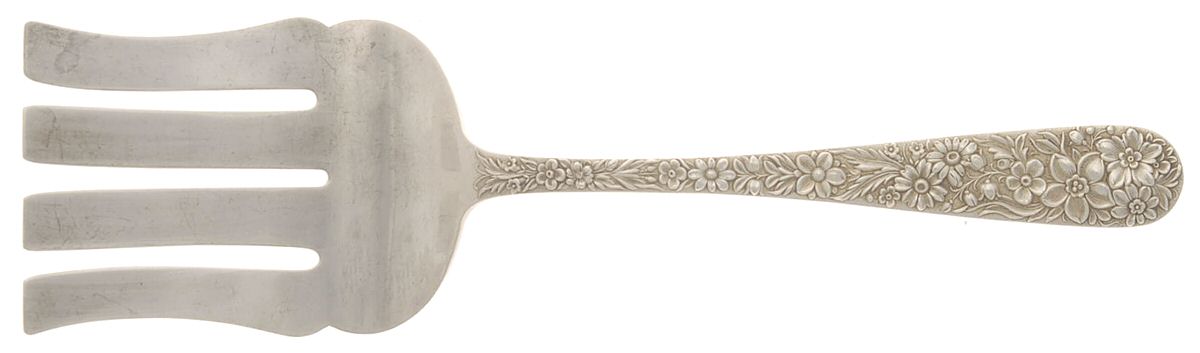 Repousse (Sterling, 1924, S.Kirk & Son, Inc.) Large Solid Asparagus Serving Fork by Kirk Stieff-1