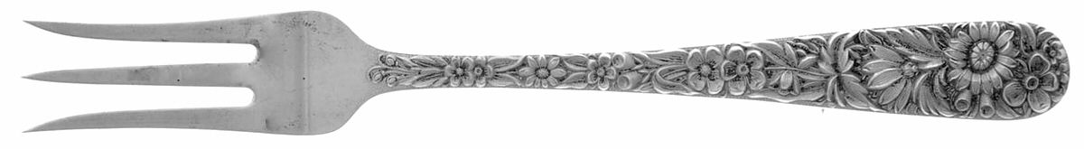 Repousse (Sterling, 1924, S.Kirk & Son, Inc.) Short Handle Pickle/Olive Fork by Kirk Stieff-1