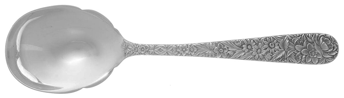 Repousse (Sterling, 1924, S.Kirk & Son, Inc.) Oversize Solid Salad Serving Spoon by Kirk Stieff-1