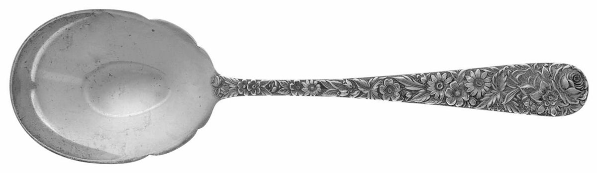 Repousse (Sterling, 1924, S.Kirk & Son, Inc.) Solid Salad Serving Spoon by Kirk Stieff-1