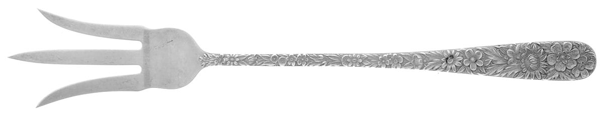 Repousse (Sterling, 1924, S.Kirk & Son, Inc.) Large Lettuce Serving Fork by Kirk Stieff-1