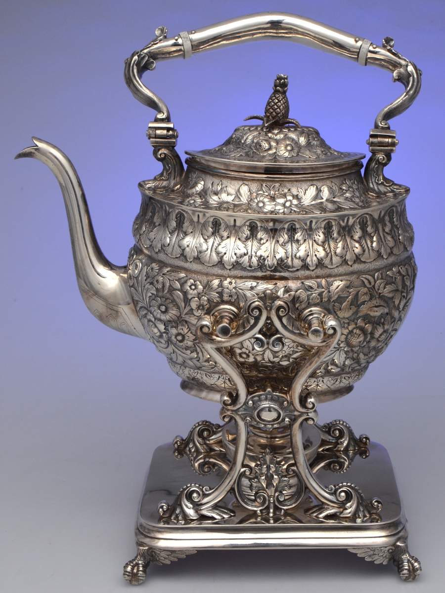 KIJ1 (Sterling, Hollowware) Kettle, Stand & Burner by Kidney & Johnson-1