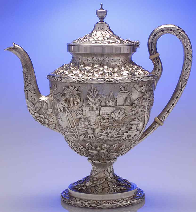 Repousse-Full Chsd-Landsc(925-1000) Teapot by Kirk Stieff-1
