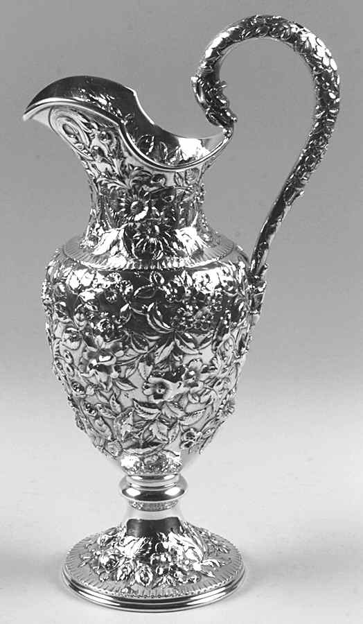 Repousse-Full Chased-Hand Chased Footed Ewer/Pitcher by Kirk Stieff-1