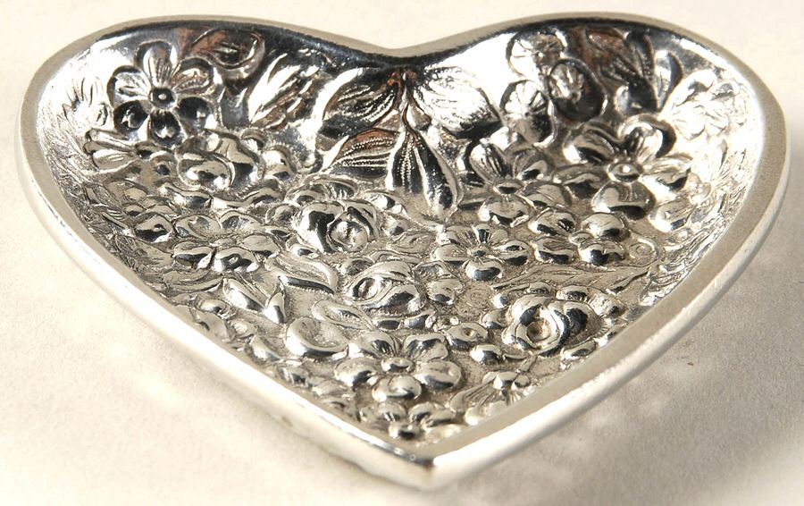 Repousse (Pewter, Hollowware) Heart Shape Pin Tray by Kirk Stieff-1