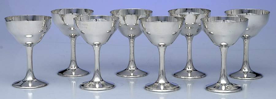 165c (Sterling, Hollowware) (Set of 8) Sterling Liquor Cocktail by Kirk Stieff-1