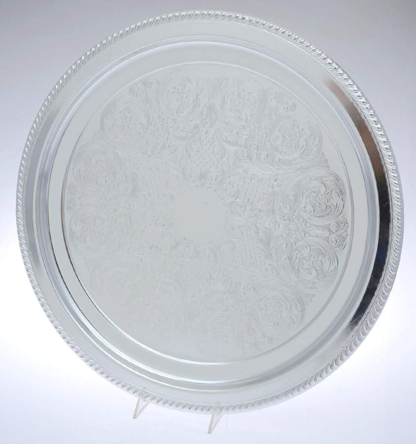 Aluminum Hollowware Round Tray For Punch Bowl by Kensington-1