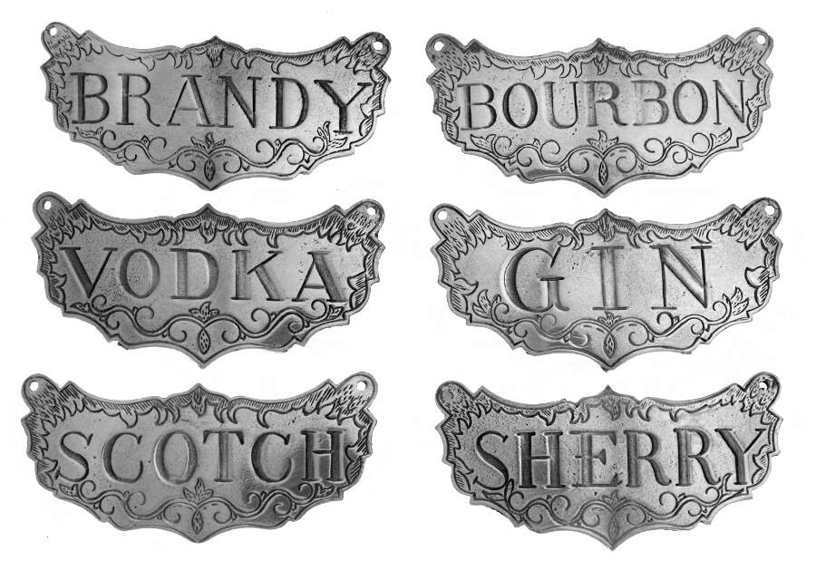Historic Newport (Pewter, Hollowware) Decanter LabelDecanter Label - Set of 6 (No Chains Or Case) by Kirk Stieff-1