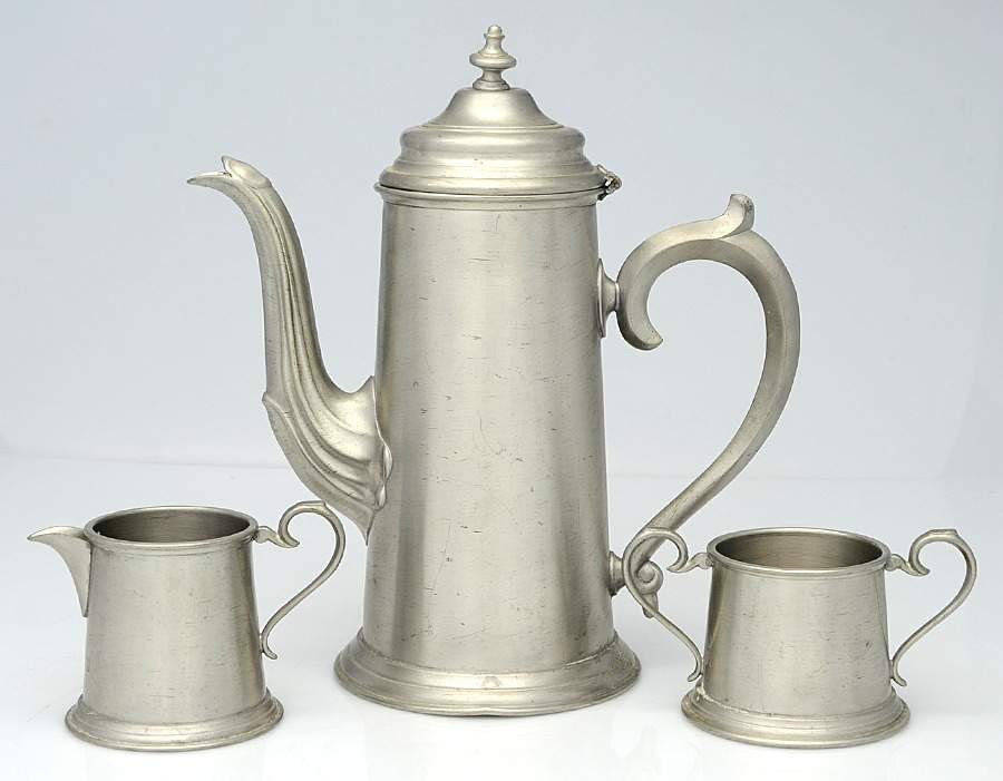 Pewter Hollowware 3 PC Coffee Set (CP, CR, SUO) by Leonard Silver Mfg Co-1