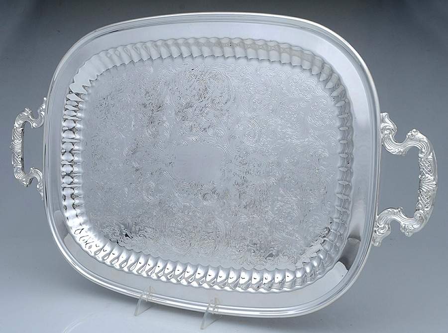Silverplate Hollowware Small Silverplate Waiter Tray by Leonard Silver Mfg Co-1