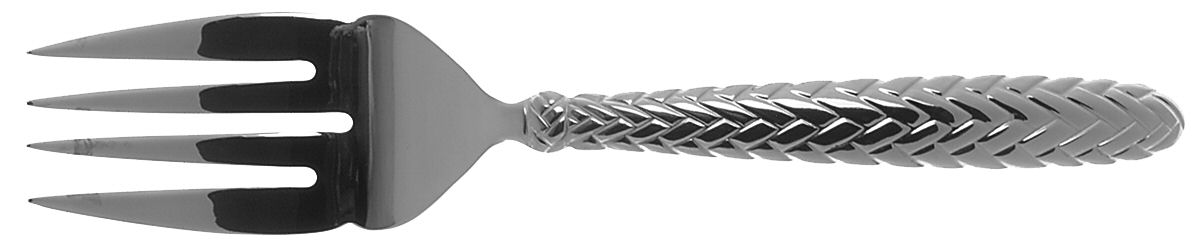 Golden Equestrian Braid (Stainless, Gold Accent) Large Solid Cold Meat Serving Fork by Ralph Lauren Flatware-1