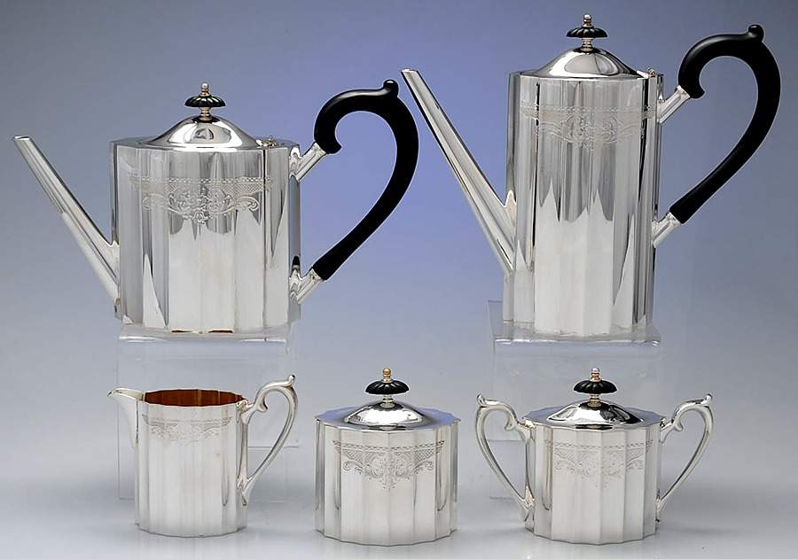 Colonial Classic (Plated, Hollowware) (5 Pc) Tea Set (PCP, PTP, PCR, PSU, WBCW) by Lunt Silver-1