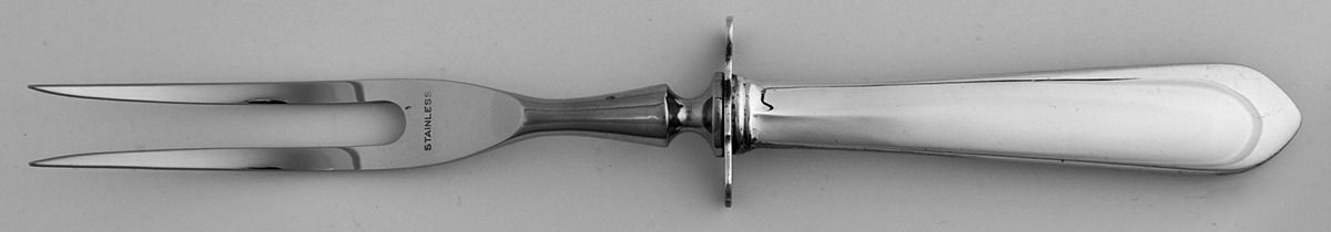 Early American-Plain (Sterling, 1926) Small Steak Carving Fork with Stainless Prongs by Lunt Silver-1