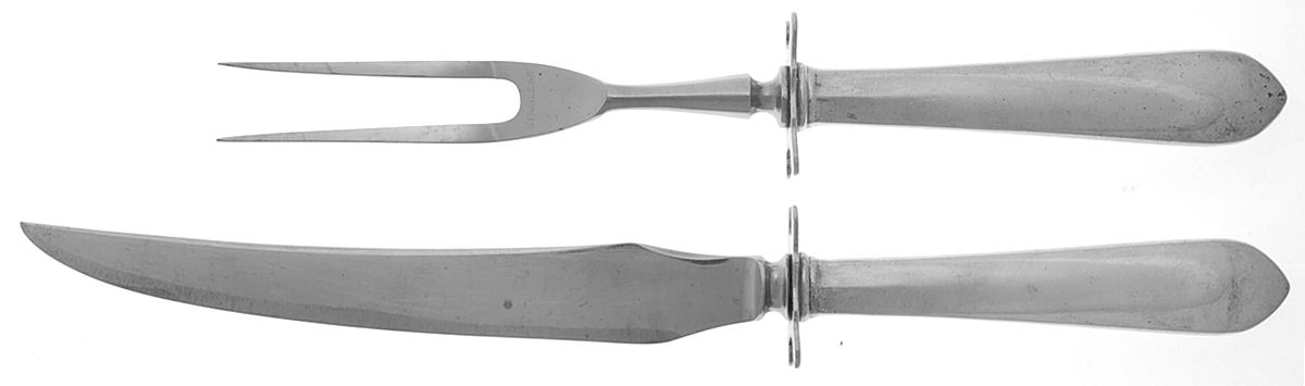 Early American-Plain (Sterling, 1926) Small Stainless Blade 2-Piece Steak Carving Set by Lunt Silver-1