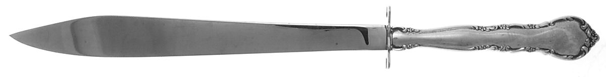Mignonette (Sterling, 1960, No Monograms) Large Carving/Roast Knife StnlBl w/Sterling Guard by Lunt Silver-1