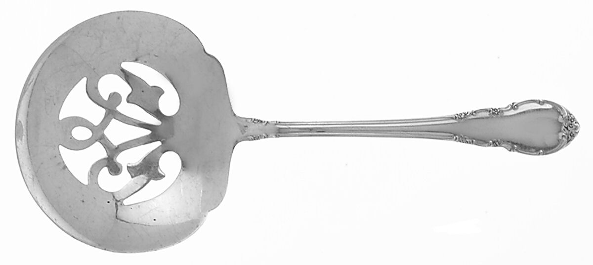 Modern Victorian (Sterling, 1941, No Monos) Solid Bon Bon Spoon with Pierced Bowl by Lunt Silver-1