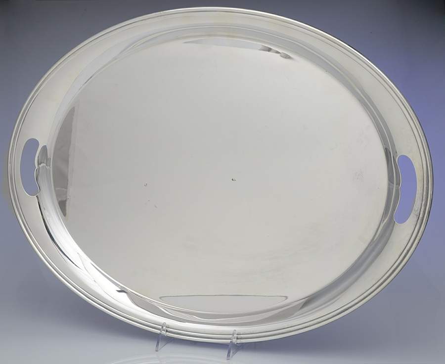 Paul Revere (Silverplate, Hollowware) Large Silverplate Waiter Tray by Lunt Silver-1