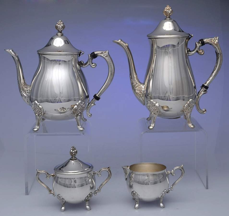 LEO9 (SILVERPLATE, HOLLOWWARE) (4 Piece) Silverplate Tea Set by Leonard Silver Mfg Co-1