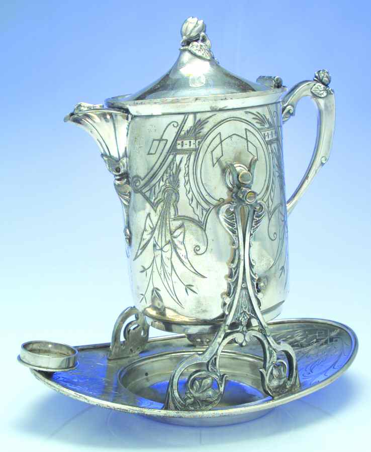 LTW1 (Silverplate, Hollowware) Pitcher with Hinged Lid and Tilting Stand by L.E. Town Plate Co-1