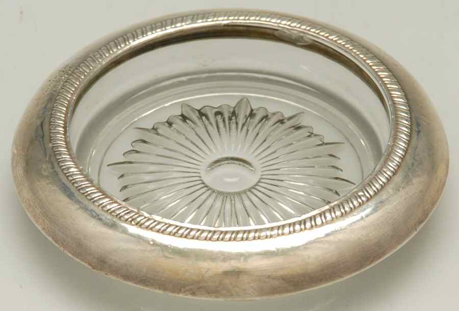 Sterling Hollowware Crystal Coaster with Sterling Rim by Saben Silversmith-1