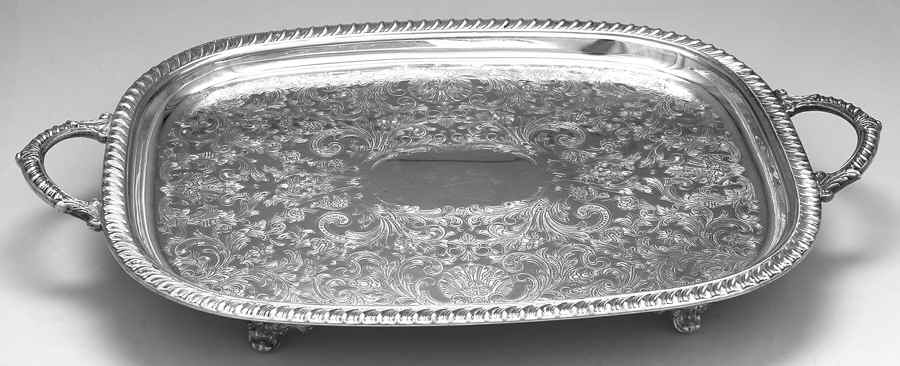 LEO15 (Silverplate, Hollowware) Large Footed Waiter Tray by Leonard Silver Mfg Co-1