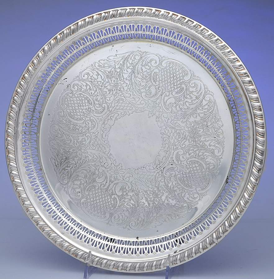 LEO15 (Silverplate, Hollowware) 12" Round Tray by Leonard Silver Mfg Co-1