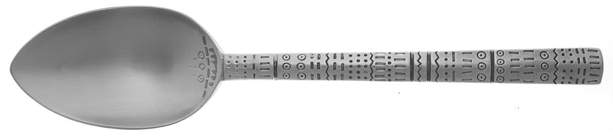 Tattoo (Stainless) Solid Serving Spoon by Lisa Jenks Flatware-1